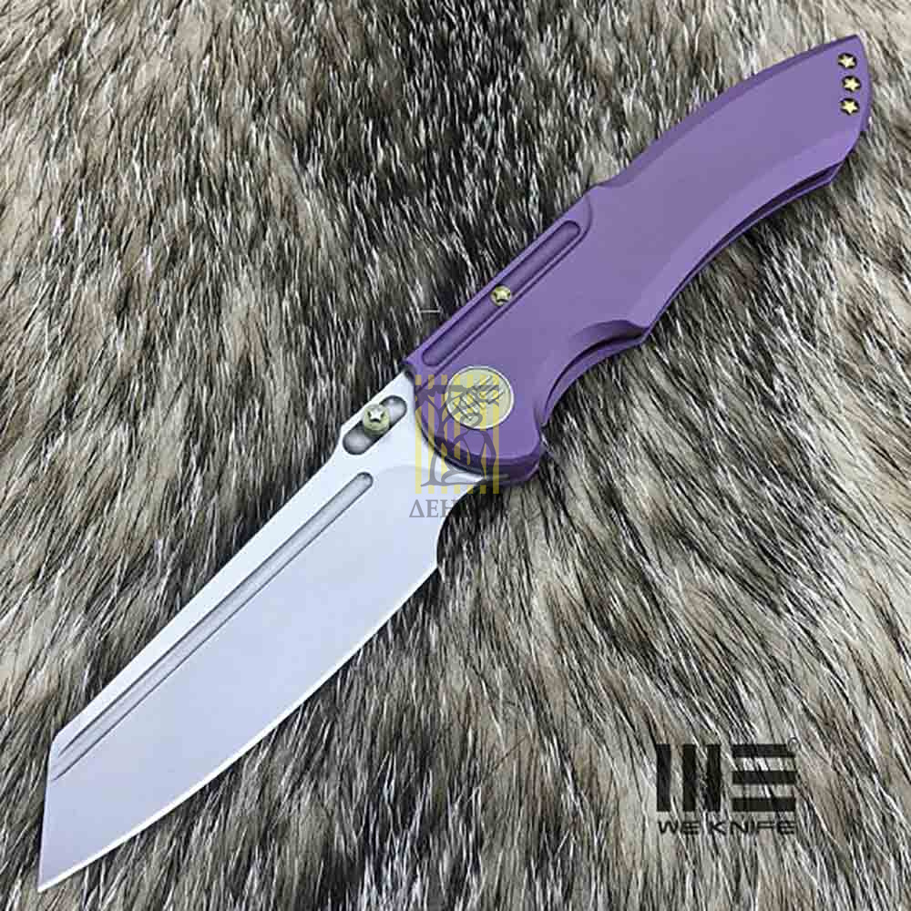 Нож складной, сталь Bohler M390, длина клинка 97 мм, рукоять титан, цвет фиолетовый, клипса, замок f