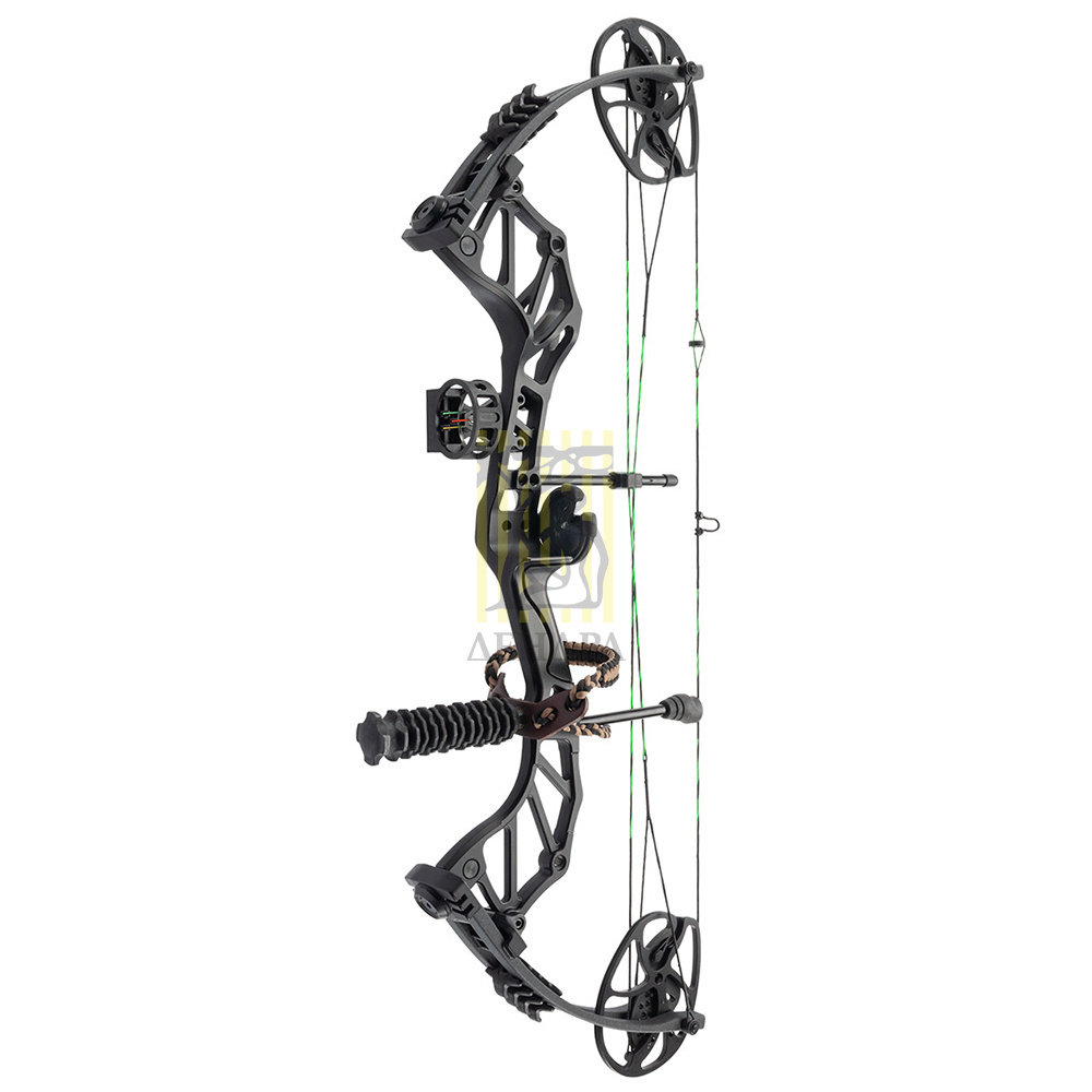 Лук блочный, сила 60 Lbs, между осями 30", длина натяжения 19-31", с комплектом аксессуаров: 4 карбо