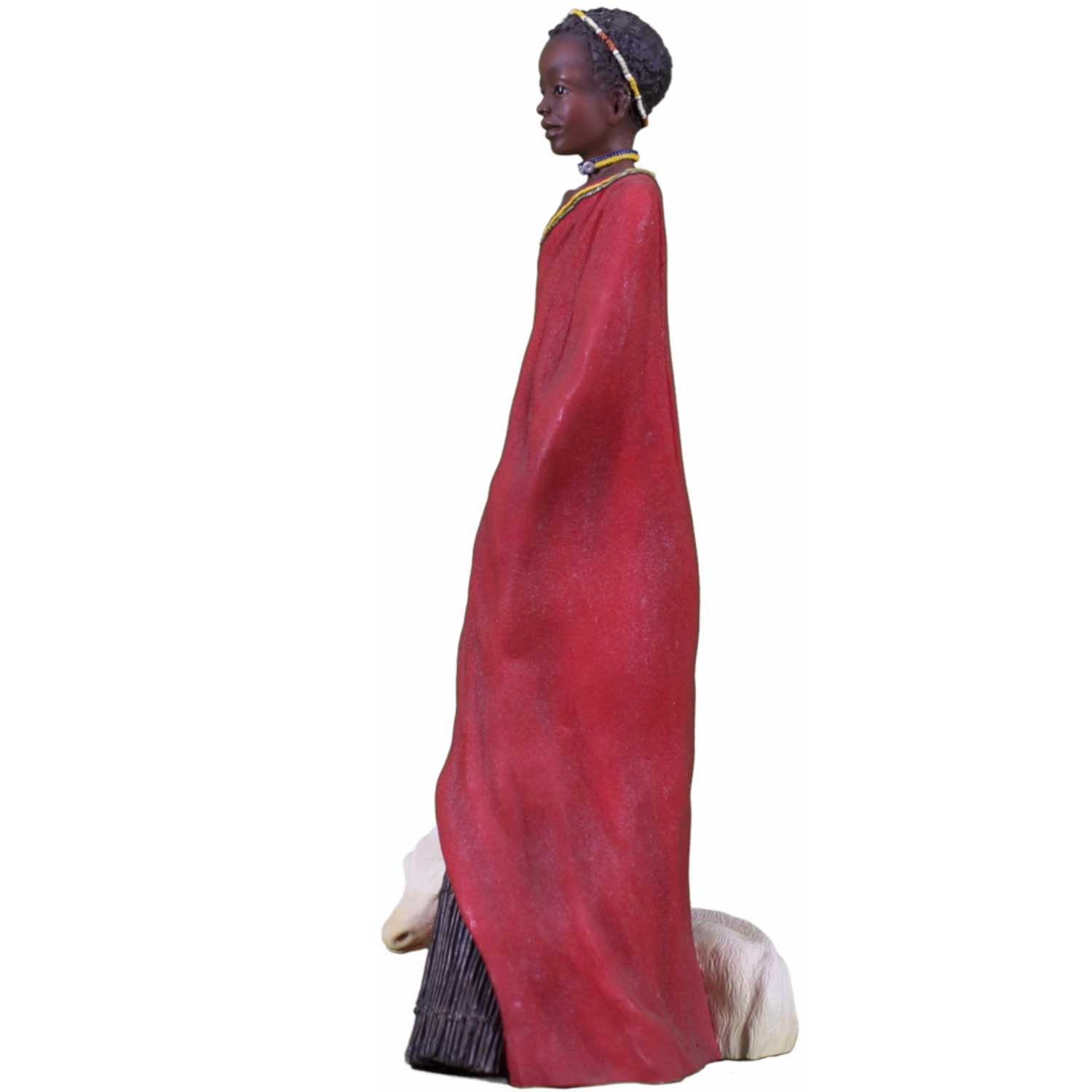 Фигурка Масаи-Амира с ягненком, цветная,полистоун