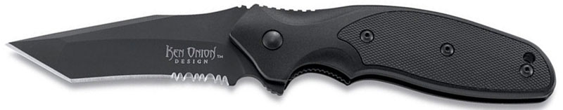 Нож Кена Аниона "Shenanigan Tanto" складной, сталь AUS8, клинок-танто, черное покрытие, серрейтор, р