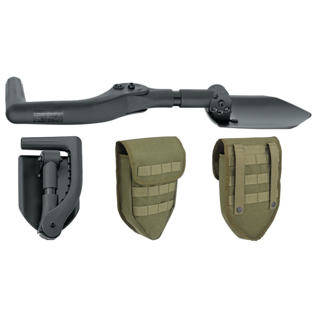 Лопатка сапёрная со складным черенком, фиксация в 3-х положениях, сталь нерж. AISI 420, покрытие теф