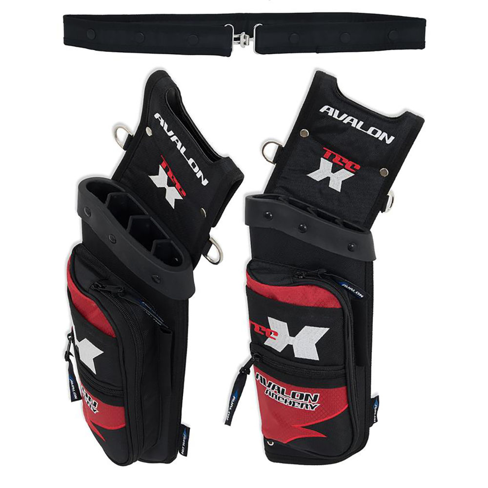 Кивер - FIELD TEC X поясной для стрел, 4 трубки, 2 кармана, правый, ремень в комплекте, цвет красный