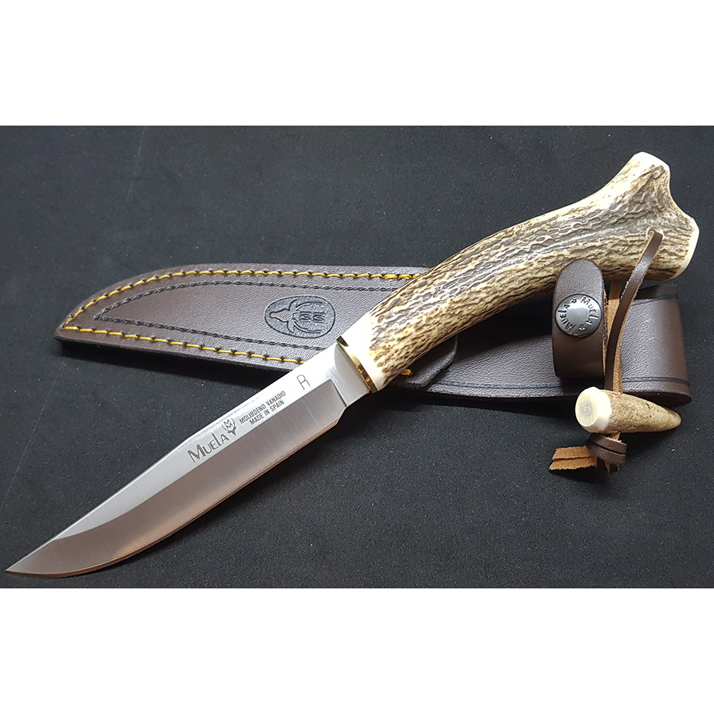 Нож "GRED" с фикс клинком длиной 13 см, рукоять рог оленя, ножны кожа