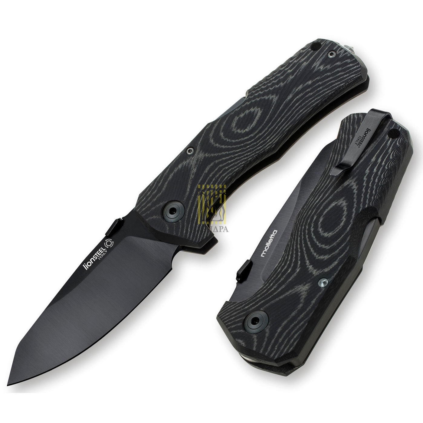 Нож TM1 складной, сталь Sleipner с черным покрытием, твердость 60-61 HRC, рукоять микарта, клипса