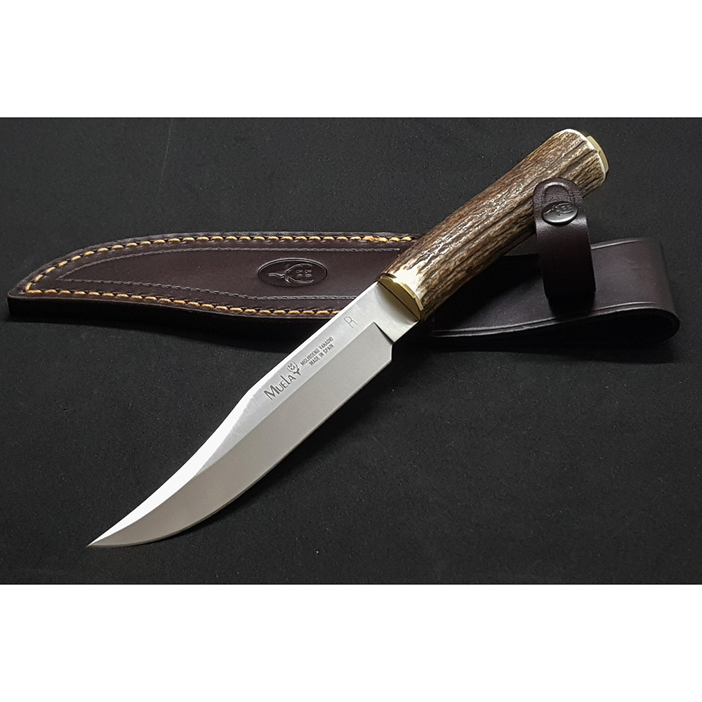 Нож серии "SH" с фикс клинком длиной 16 см, рукоять рог оленя, ножны кожа