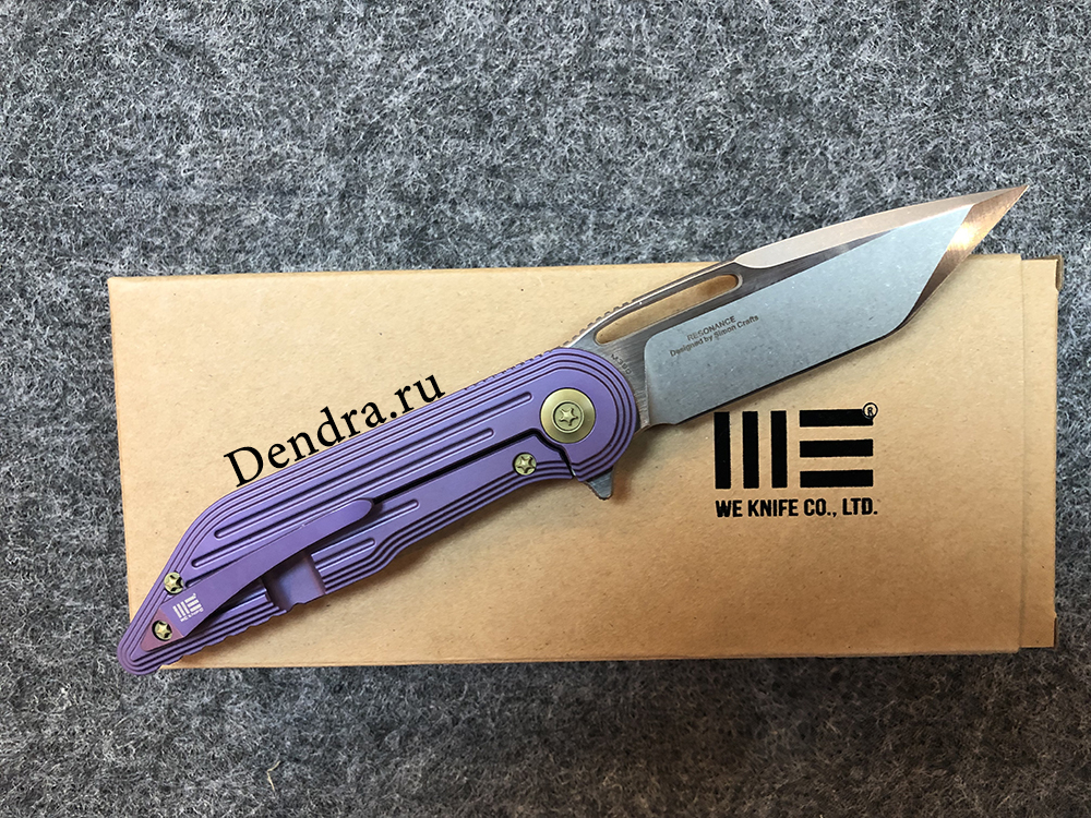 Нож складной, сталь Bohler M390, длина клинка 81 мм, рукоять титан, цвет фиолетовый, клипса, замок f