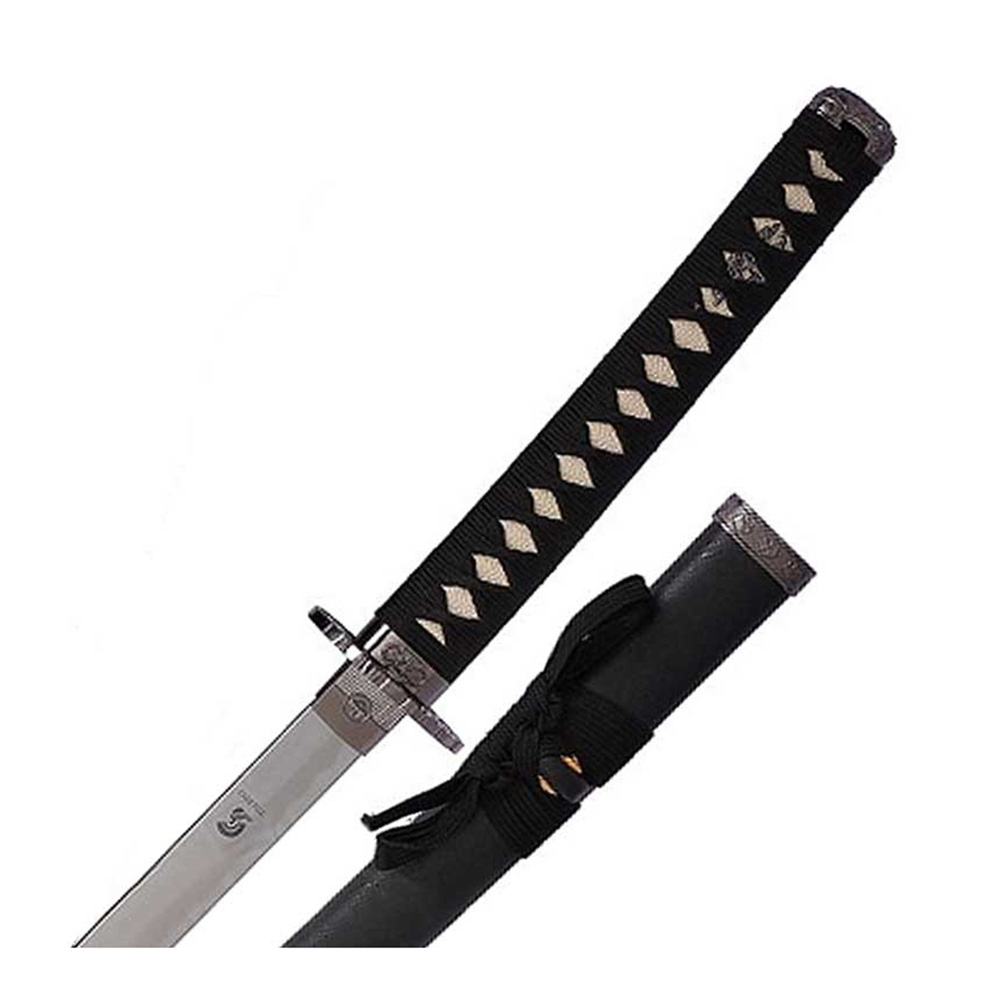 Катана, клинок 440 сталь, ножны черные, цуба с журавлем