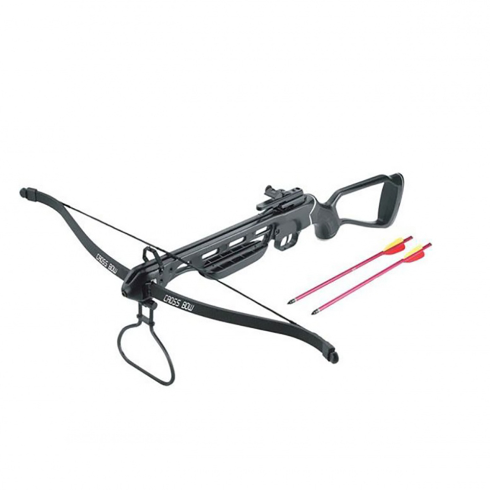Арбалет рекурсивный силой 95Lbs, приклад и ствол алюминий, 2 алюминиевые стрелы, цвет черный