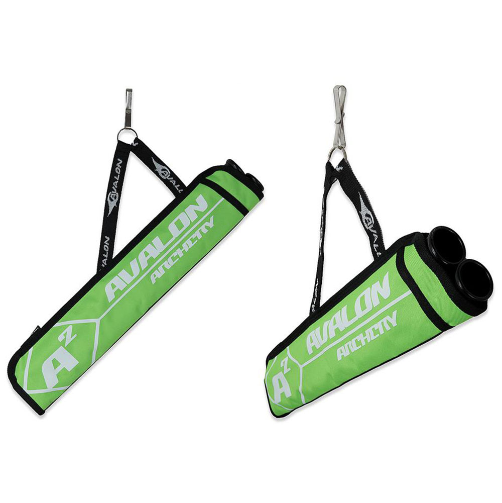 Кивер-колчан AVALON A² поясной для стрел, 2 трубки, крючок для фиксации, правый, цвет зеленый