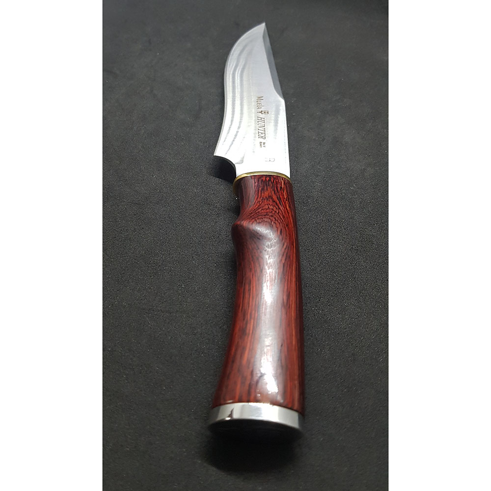 Нож "HUNTER" с фикс клинком длиной 17 см, рукоять красная микарта, ножны кожа