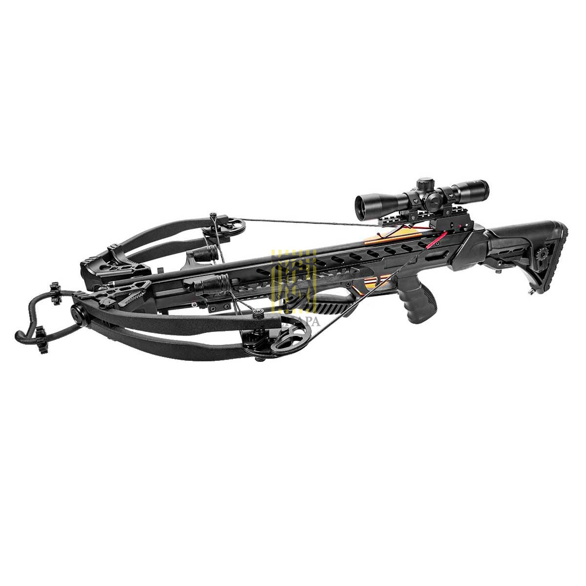 Арбалет блочный Frost Wolf, начальная скорость 375 фут/сек, расстояние между осями 18", длина натяже