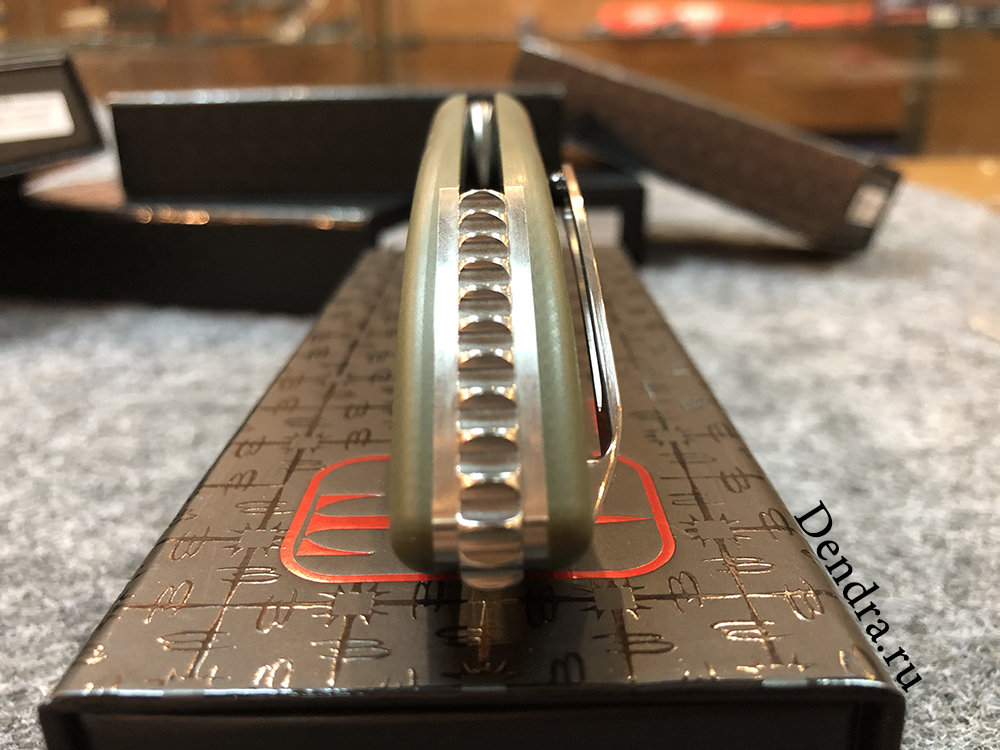 Нож Glimpse 7.0, сталь CPM-S35VN, длина клинка 3.750″, сатин, рукоять G10/карбон,зеленая,  без дола