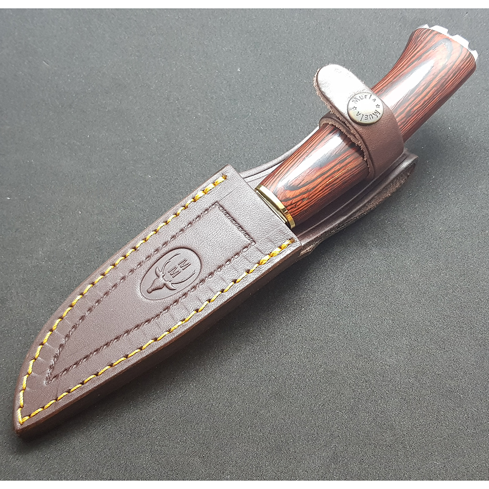 Нож "BRACO" с фикс клинком длиной 11 см, рукоять красная микарта, ножны кожа