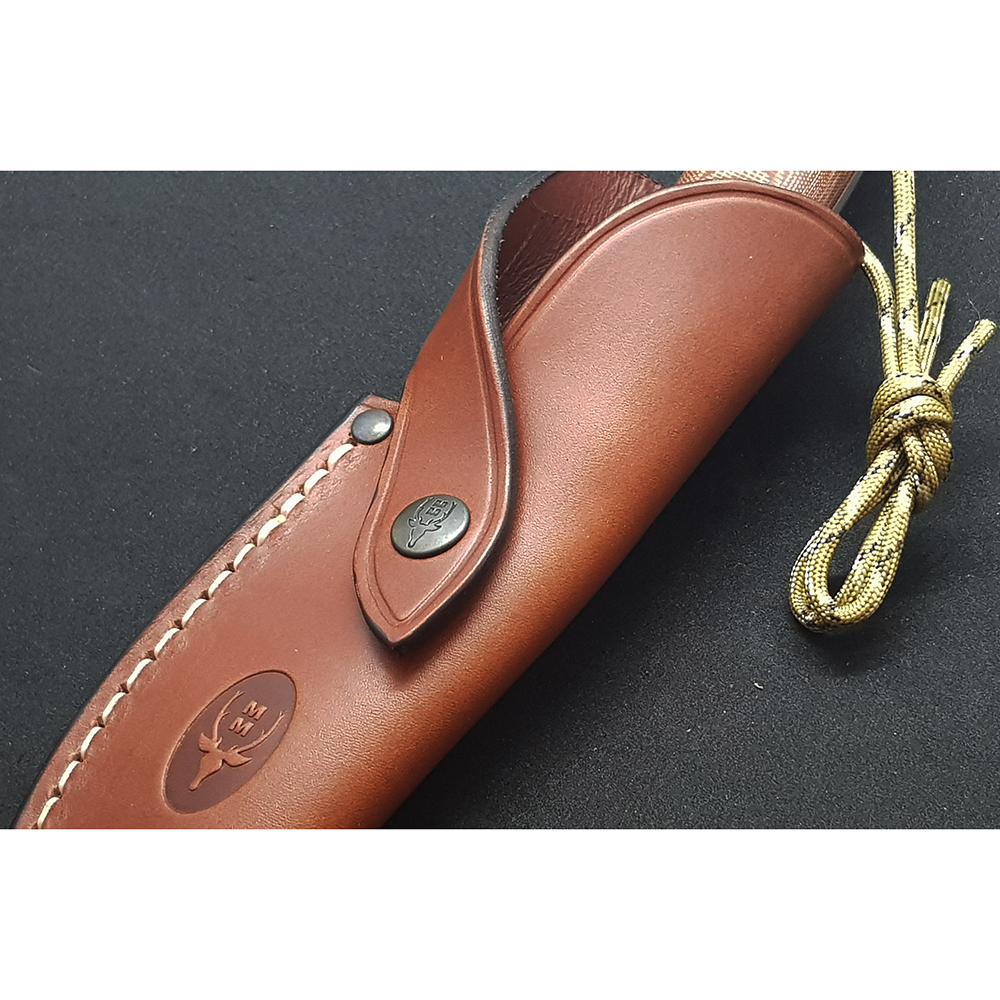 Нож "GAVILAN" с фикс клинком длиной 13 см, рукоять красная микарта, ножны кожа