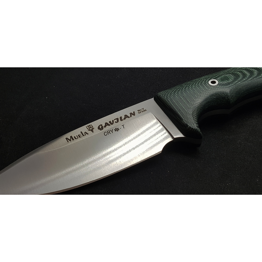 Нож "GAVILAN" с фикс клинком длиной 13 см, рукоять зеленая микарта, ножны кожа
