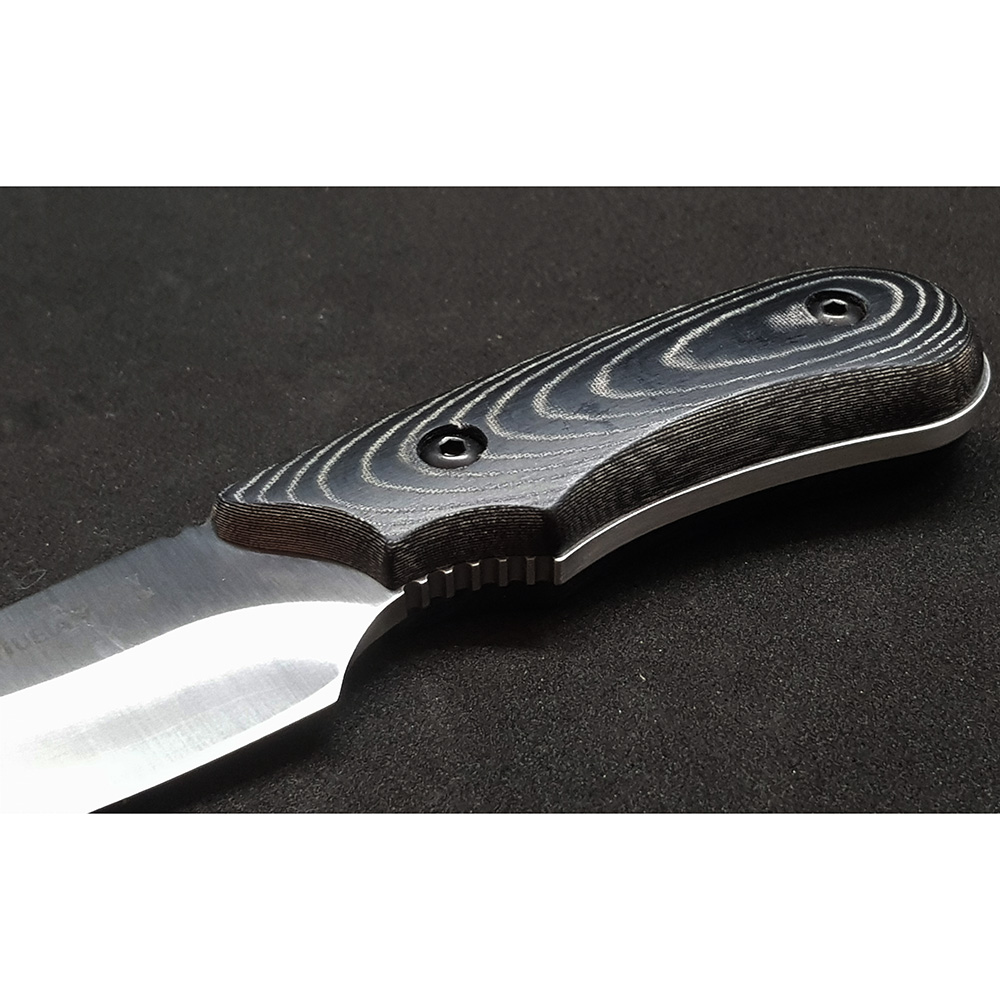 Нож-скиннер "IBEX", клинок 7,5 см, рукоять красная микарта, ножны кожа