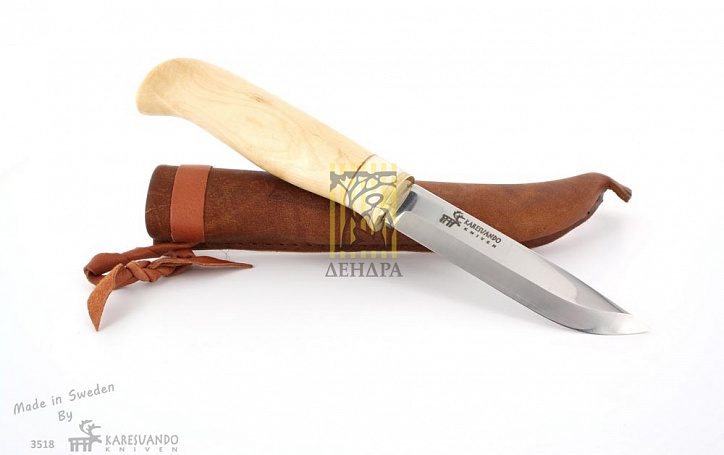 Нож "Wolf",  рукоять карельская береза и рог оленя, кожаный чехол