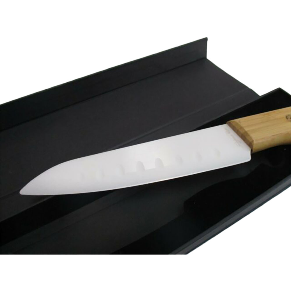 Нож-сантоку,клинок белая керамика 15,2 см, рукоять бамбук