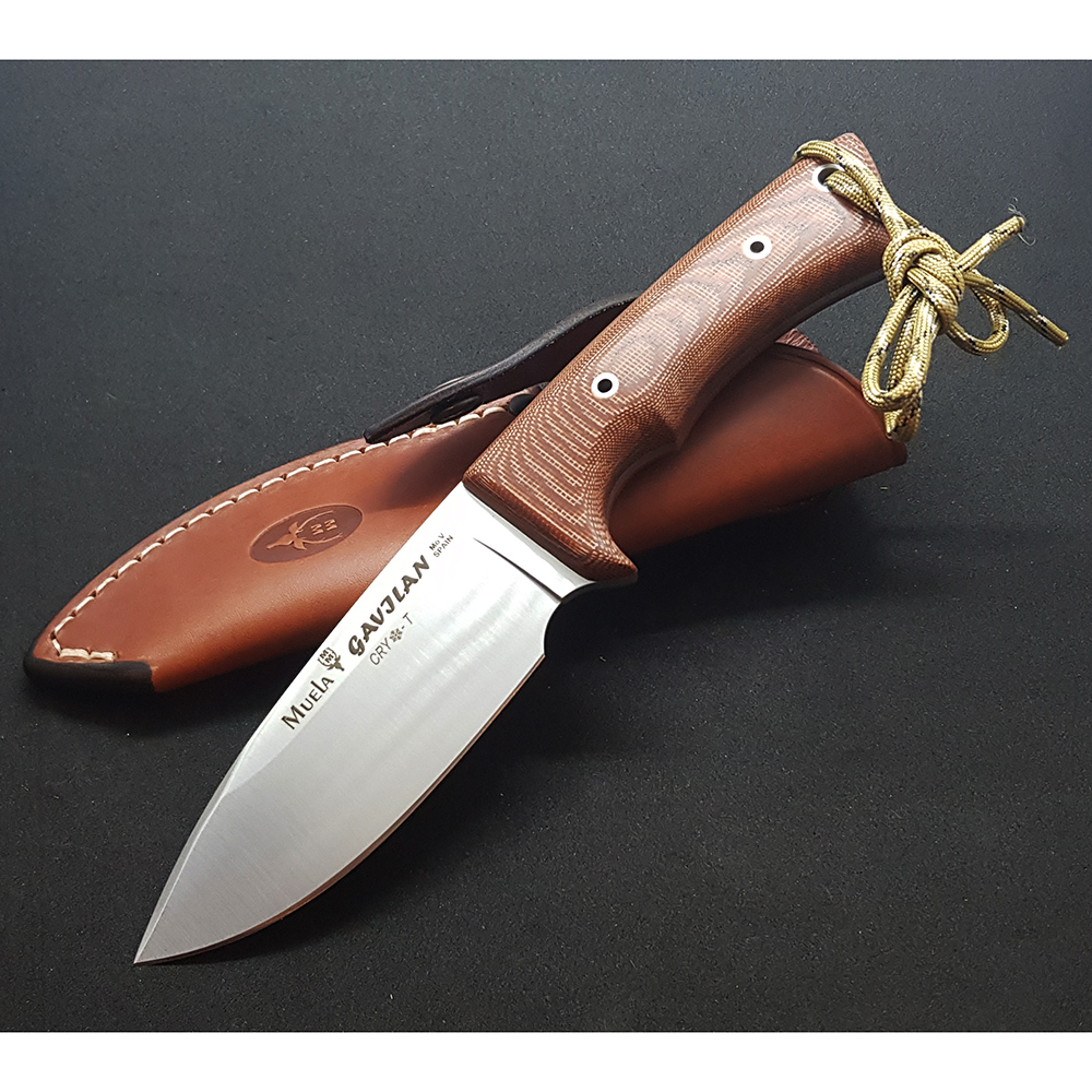 Нож "GAVILAN" с фикс клинком длиной 13 см, рукоять красная микарта, ножны кожа