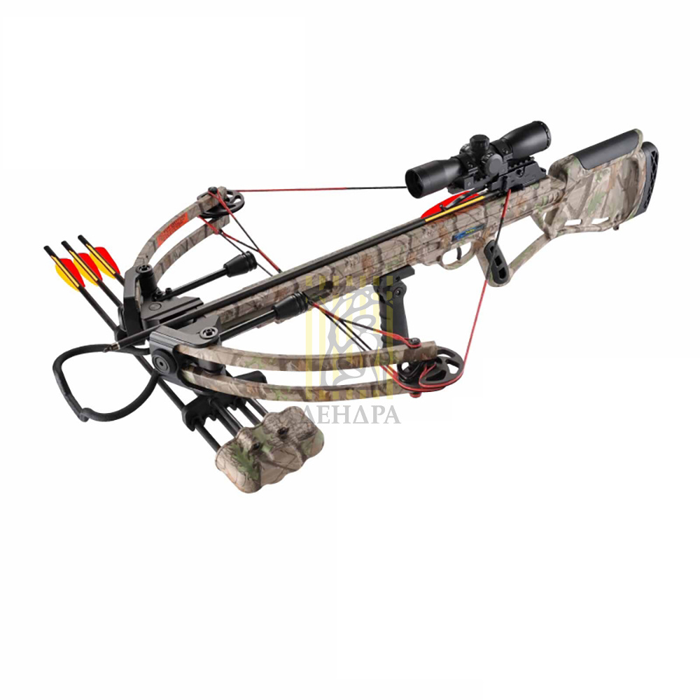 Арбалет блочный, приклад пластик, плечи фиброглас, начальная скорость 325 фут/сек, сила 95 Lbs, длин