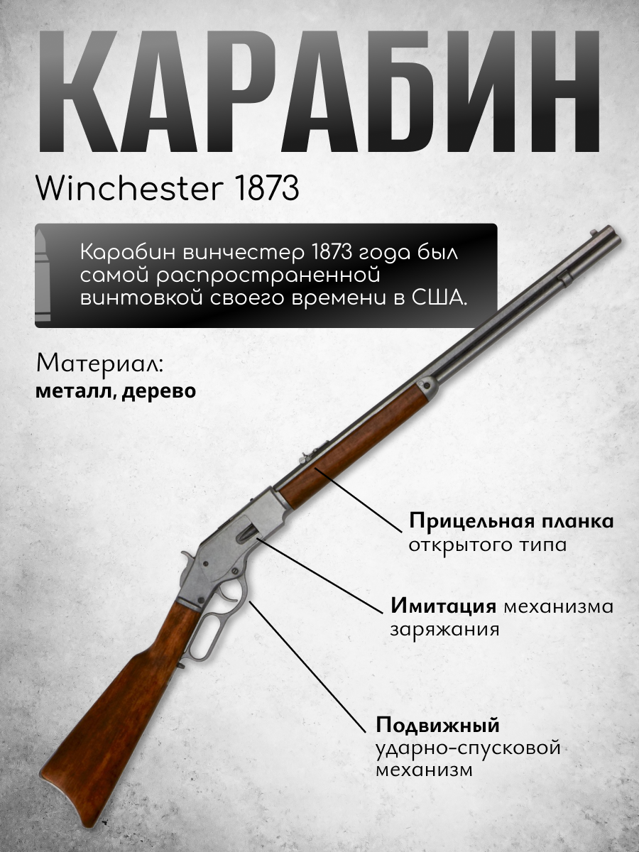 Винтовка модель винчестер 73, эпоха Дикий Запад и Гражданская война, выпуск 1873 г, США, сталь