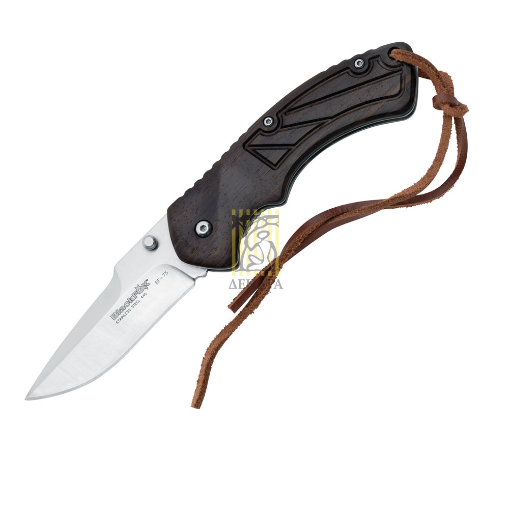 Нож BLACK FOX складной, сталь 440A, твердость 57 HRC, рукоять нержавеющая сталь со вставками сандало