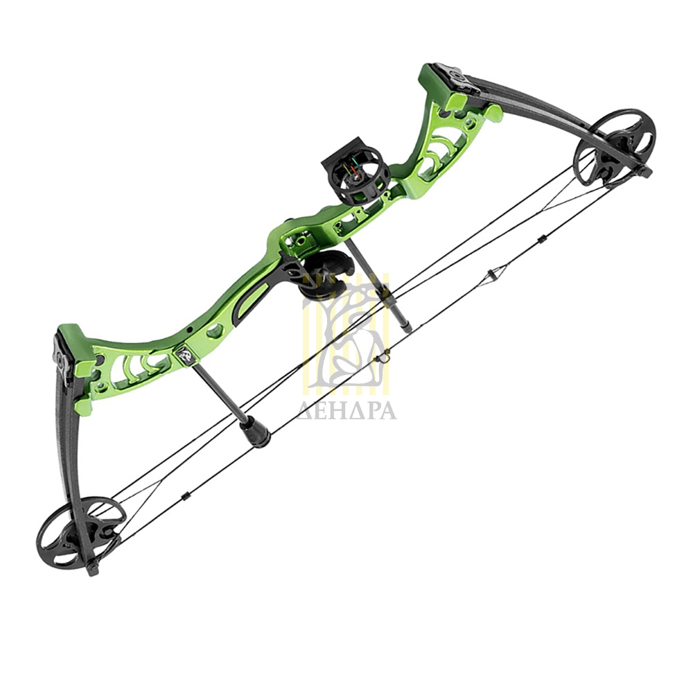 Лук блочный, сила 55 Lbs, с комплектом аксессуаров: 2 алюминиевые стрелы, прицел, полочка, релиз, пе