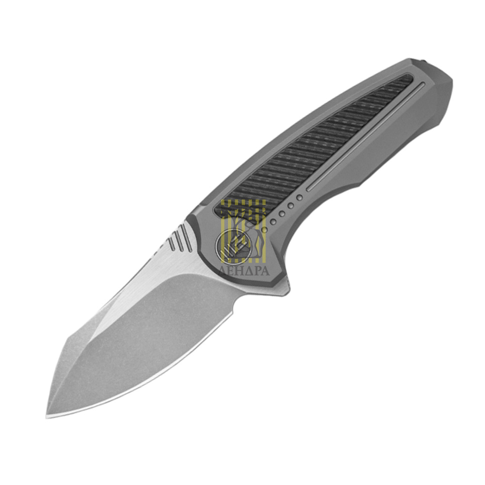 Нож Valiant, цвет серый, сталь CPM-S35VN, длина клинка 75,5 мм, рукоять титан/карбон, frame-lock