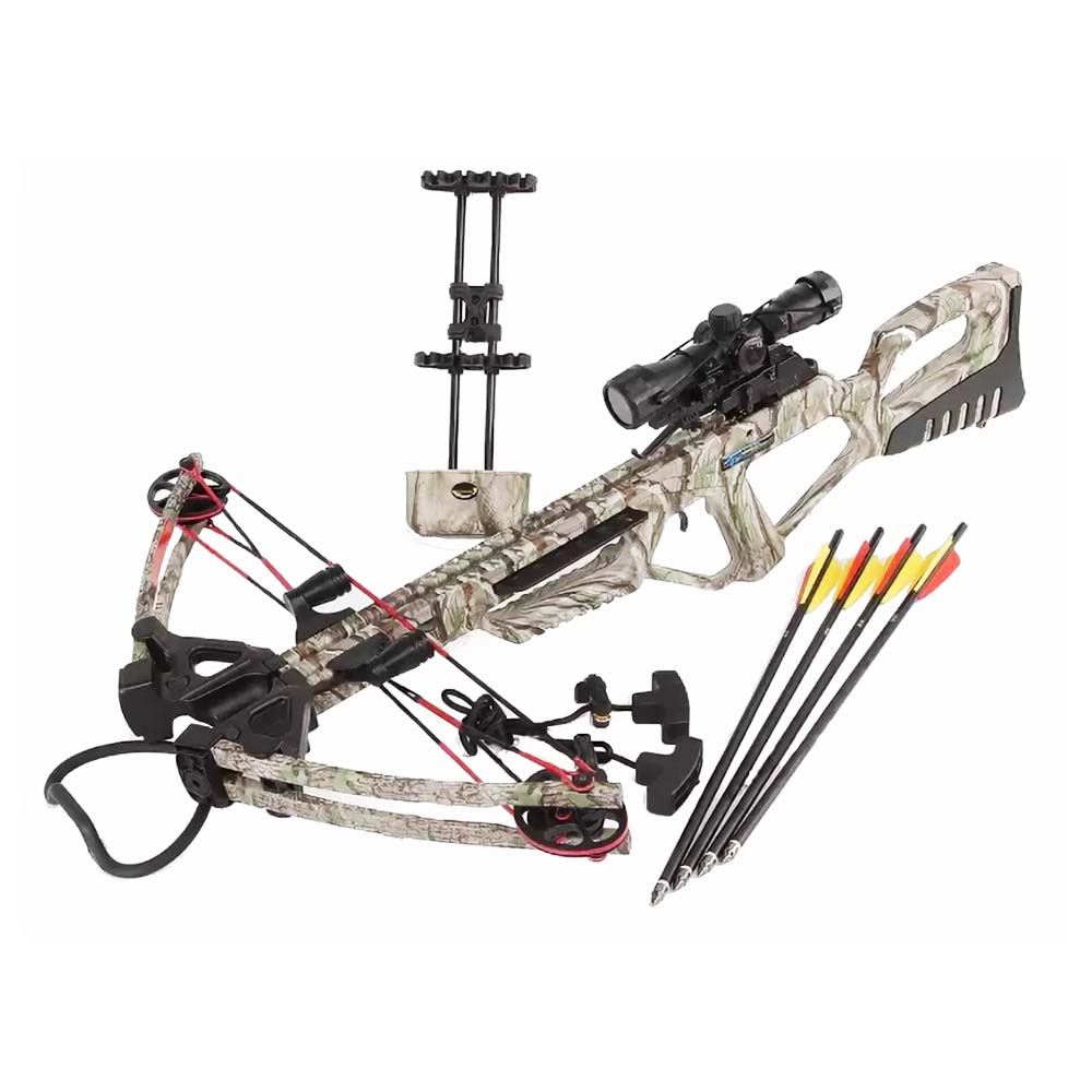 Арбалет блочный, сила 95 Lbs, цвет зеленый камуфлированный, с комплектом аксессуаров