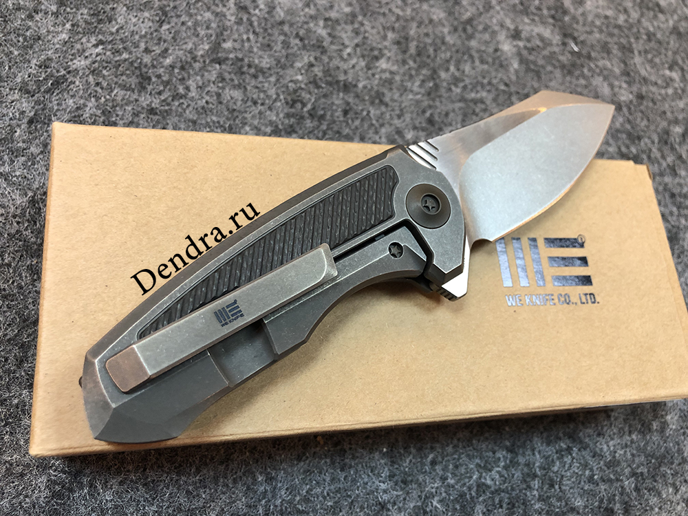 Нож Valiant, цвет серый, сталь CPM-S35VN, длина клинка 75,5 мм, рукоять титан/карбон, frame-lock