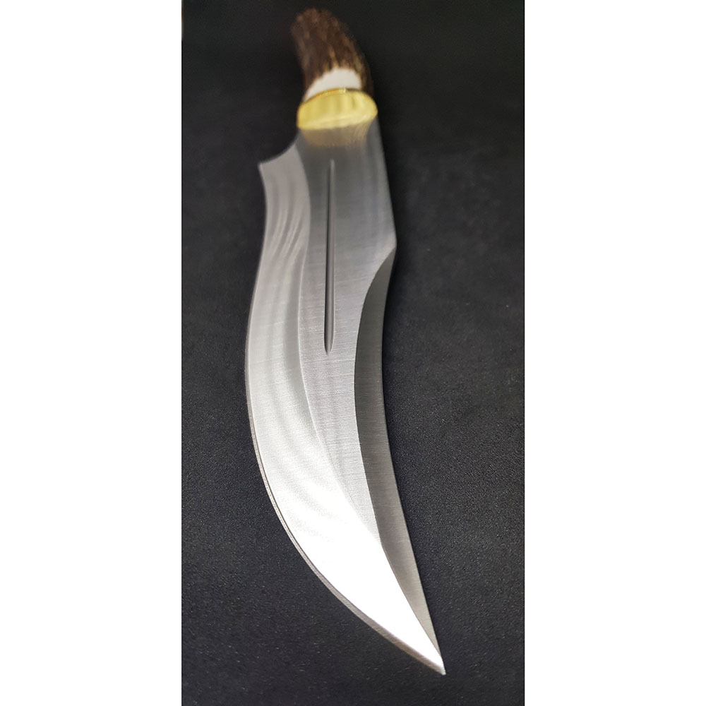 Нож "LOBO" с фикс клинком длиной 23 см, рукоять рог оленя, ножны кожа