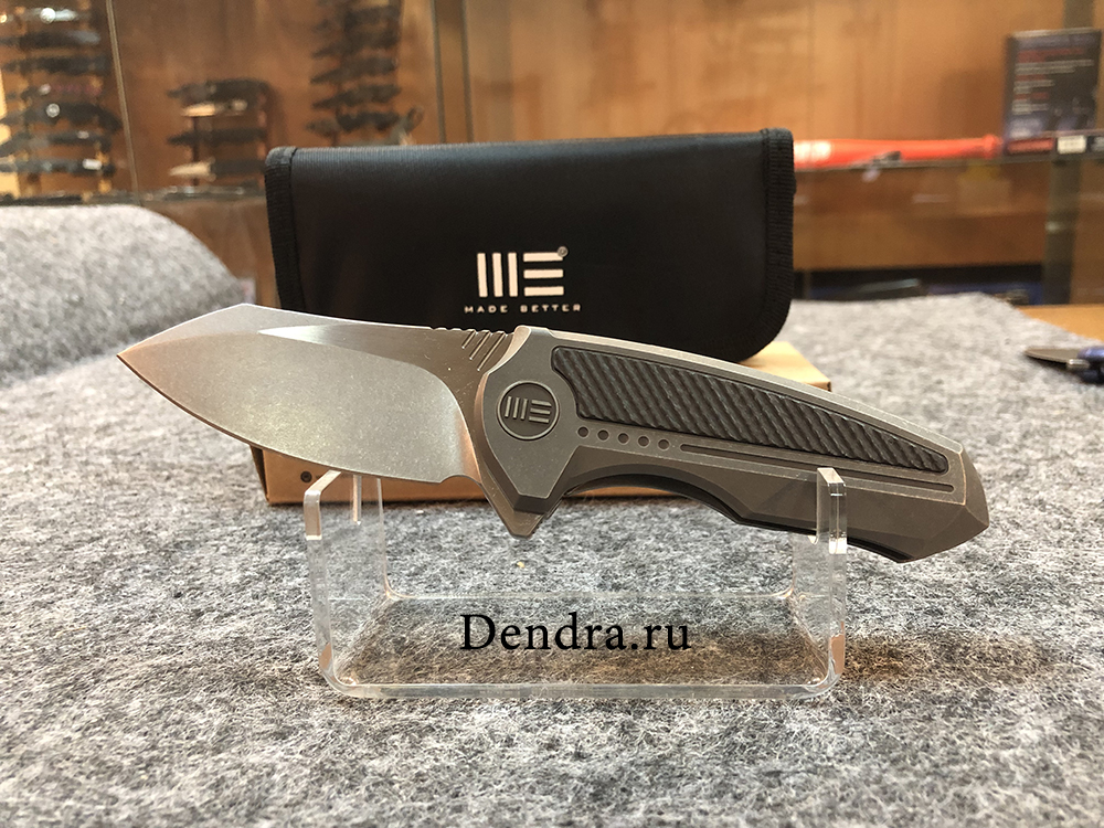 Нож Valiant, цвет серый, сталь CPM-S35VN, длина клинка 75,5 мм, рукоять титан/карбон, frame-lock