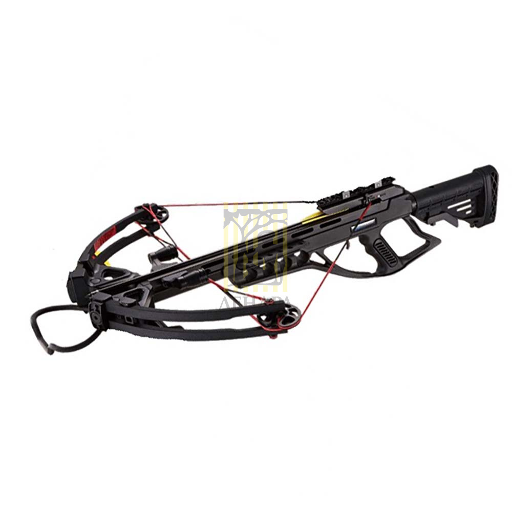 Арбалет блочный, начальная скорость 370 фут/сек, сила 95Lbs, длина натяжения 14", цвет черный