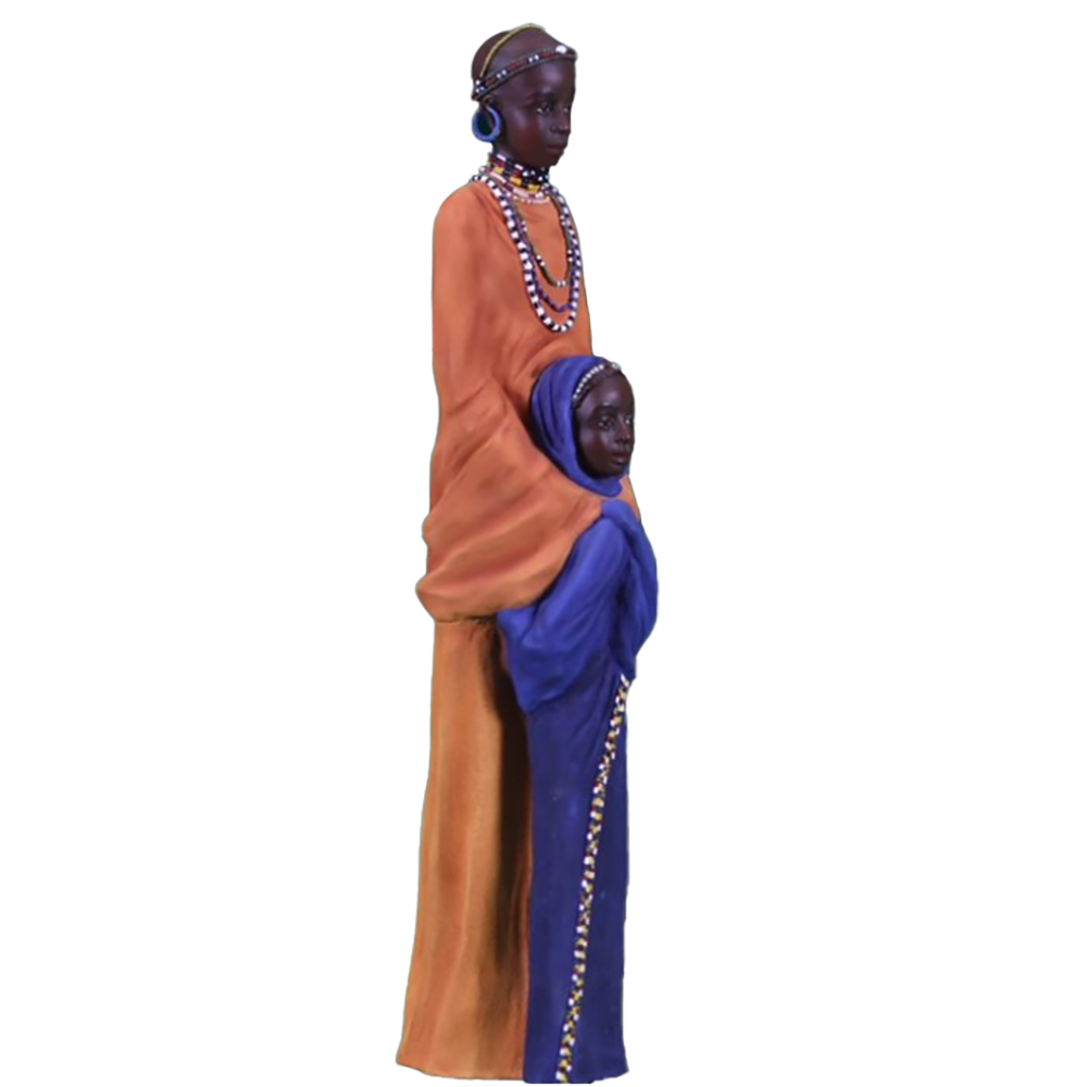 Фигурка Масаи-Кибиби с ребенком, цветная,полистоун