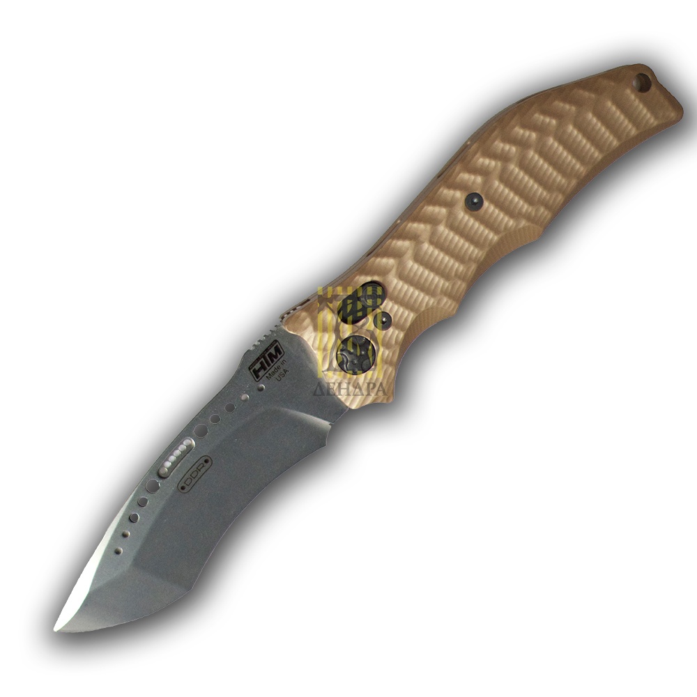 Нож GUN HAMMER складной автоматический, рукоять коричневая 3D обработка, клинок Radian коричневый