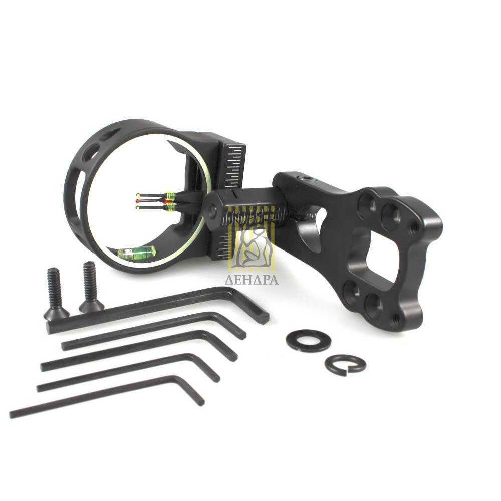 Прицел для блочного лука, светящееся кольцо, 3 пина, комплект ключей, цвет черный