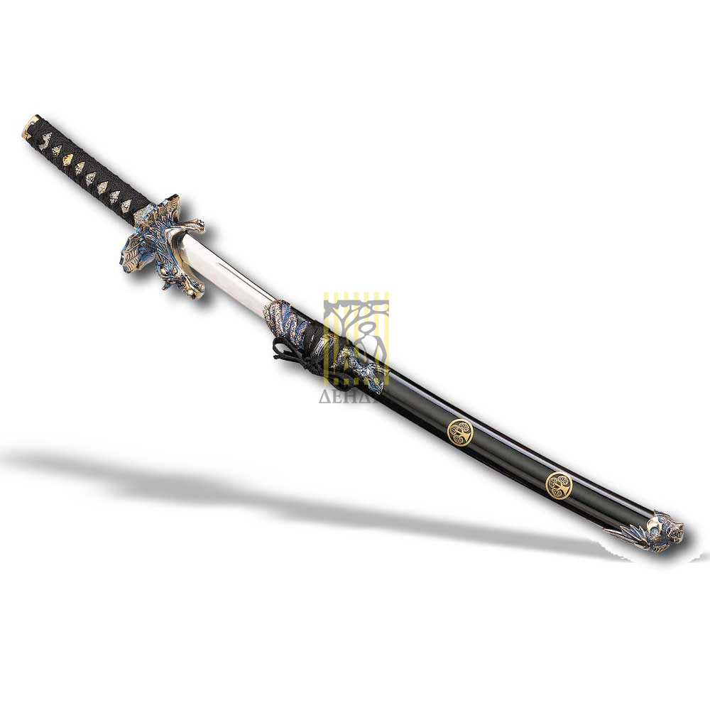 Вакидзаси "Дракон", рукоять черная плетеная, ножны черные