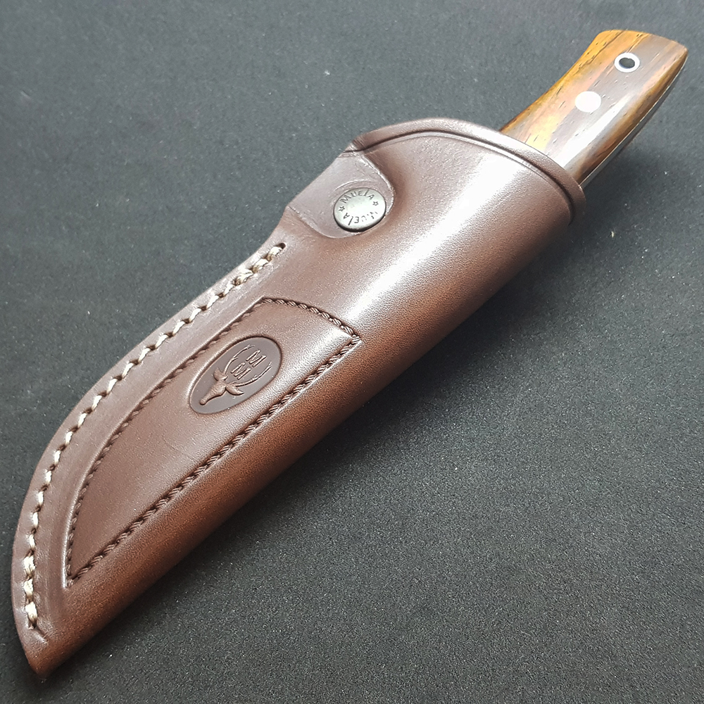 Нож "KODIAK" с фикс клинком длиной 10 см, рукоять красное дерево кокоболо, ножны кожа