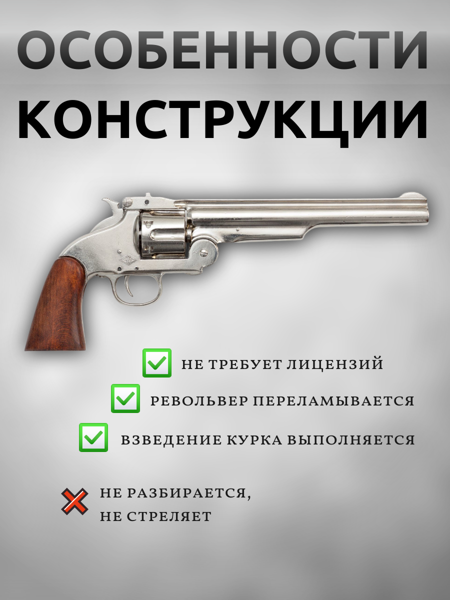Револьвер системы "Смит&Вессон", 6-зарядный, 1869 г., сталь