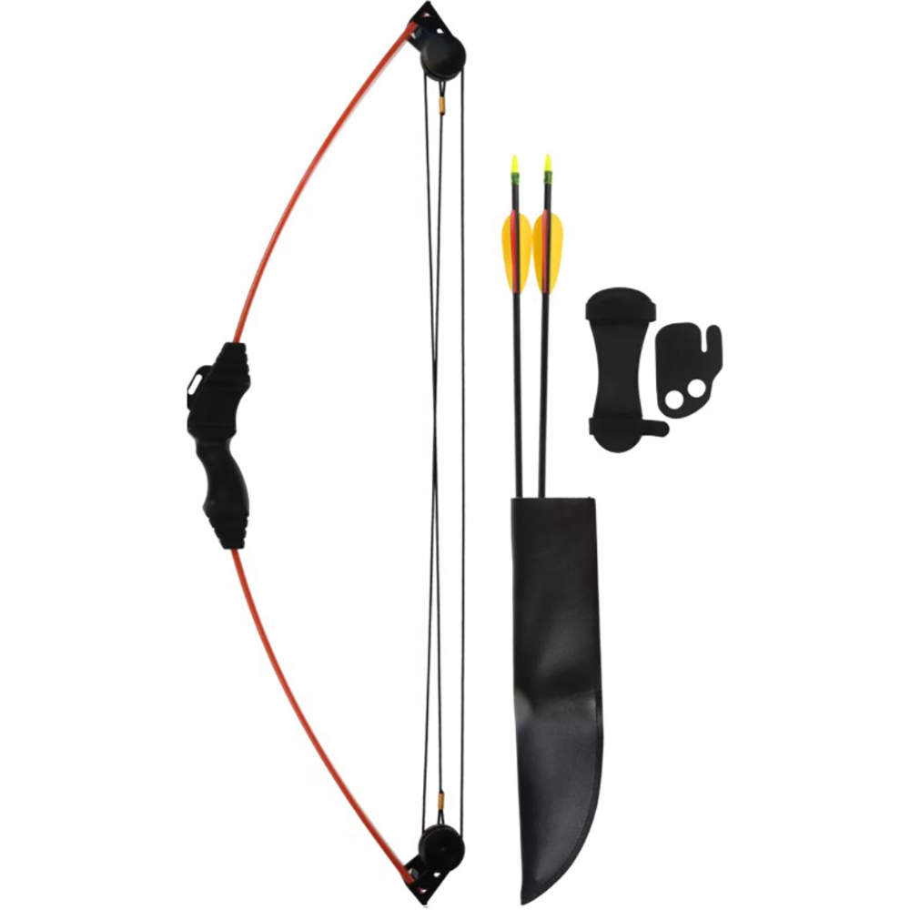 Лук блочный для начинающих, сила 10 Lbs, между осями 34", длина натяжения 24", с компл аксессуаров: