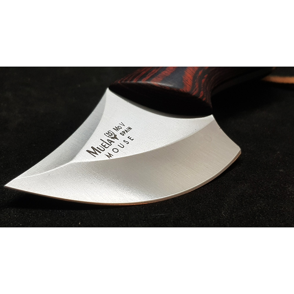 Нож-скиннер "MOUSE", клинок 6,5 см, рукоять красная микарта, ножны кожа