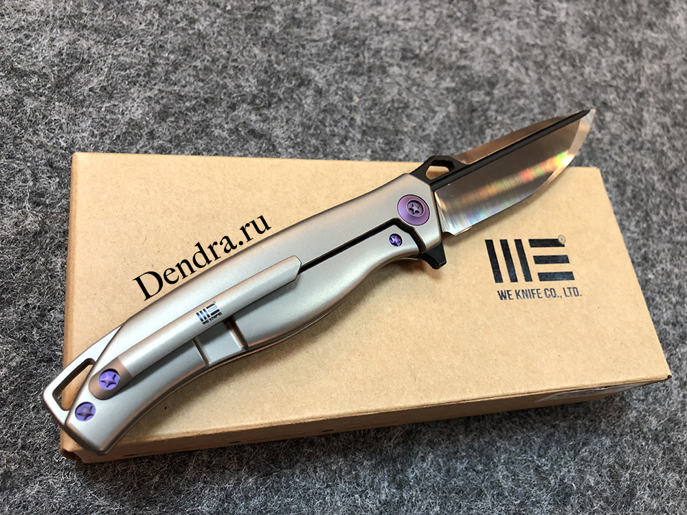 Нож складной  606CFC,цвет серый с черным и фиолетовым, сталь CPM-S35VN, длина клинка 90 мм, рукоять