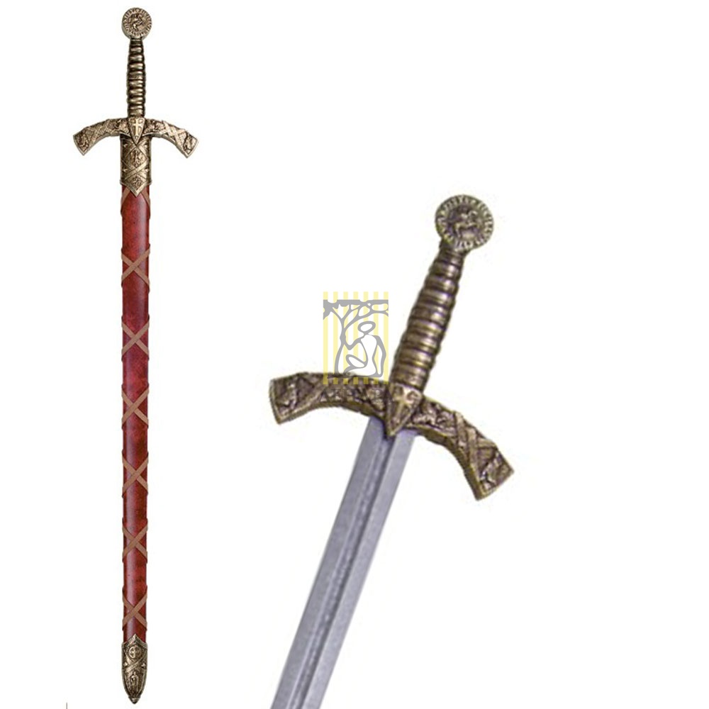 Меч Тамплиеров в красных ножнах, 12 век, латунь