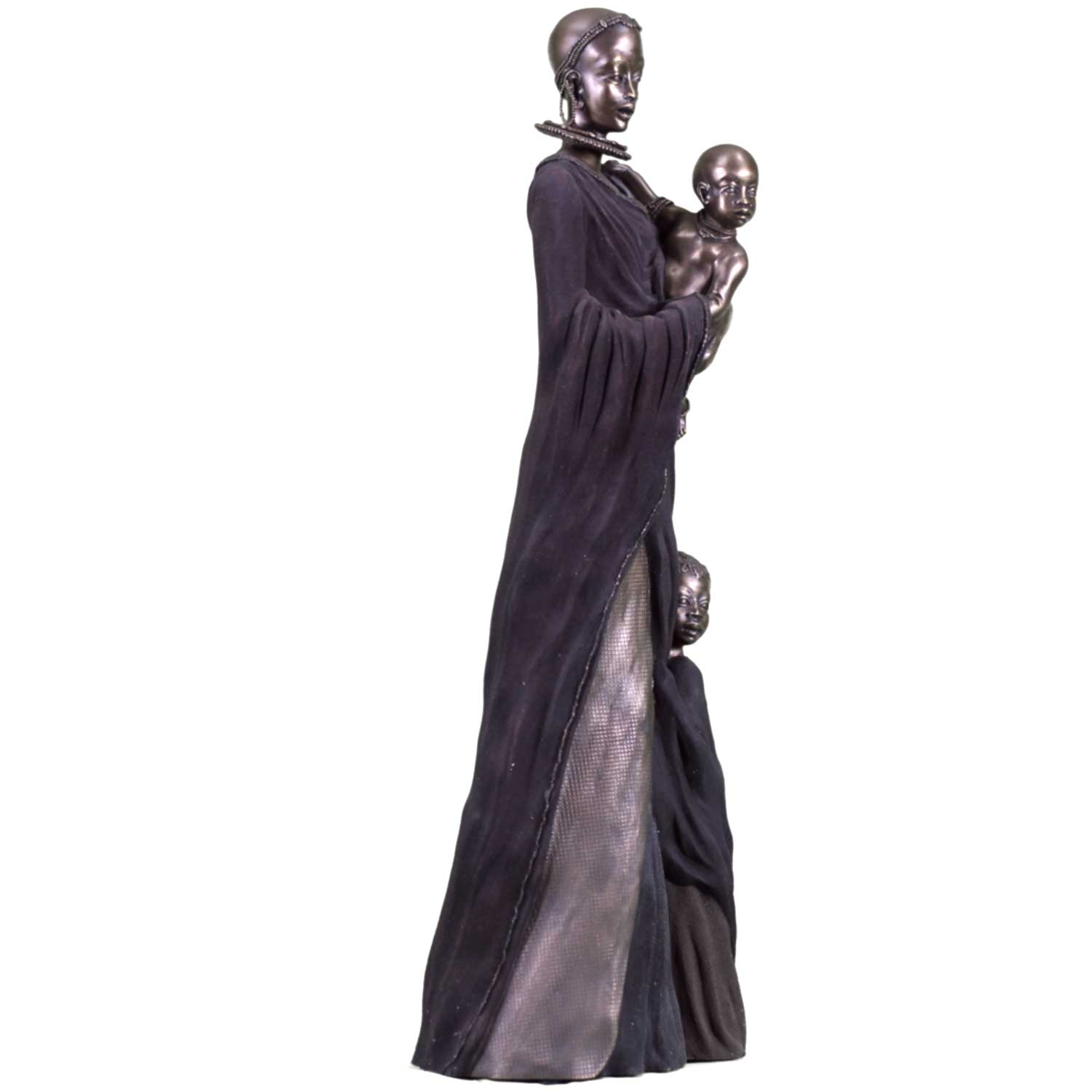 Фигурка Масаи-Мумби с 2 детьми,патина,полистоун