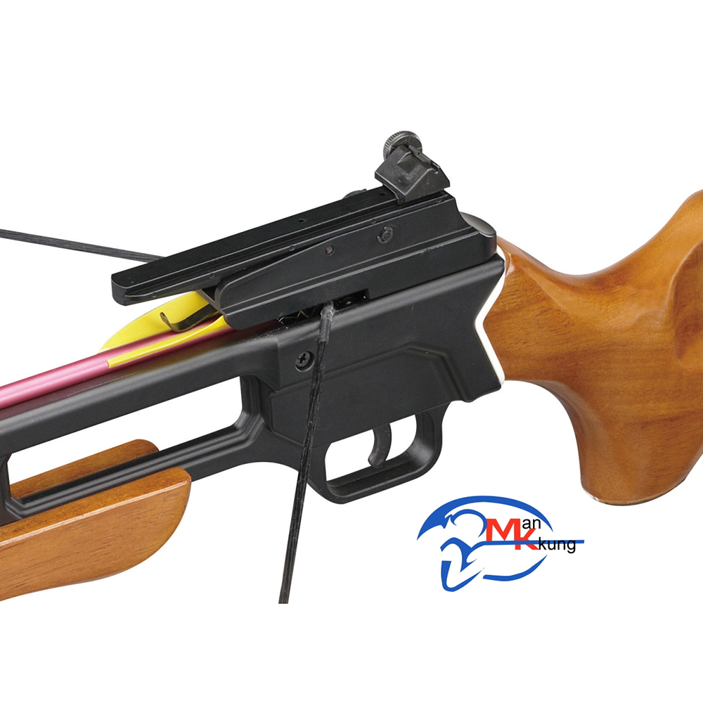 Арбалет силой 95Lbs винтовочного типа, ствол алюминий, приклад светлое дерево, 2 алюминиевые стрелы