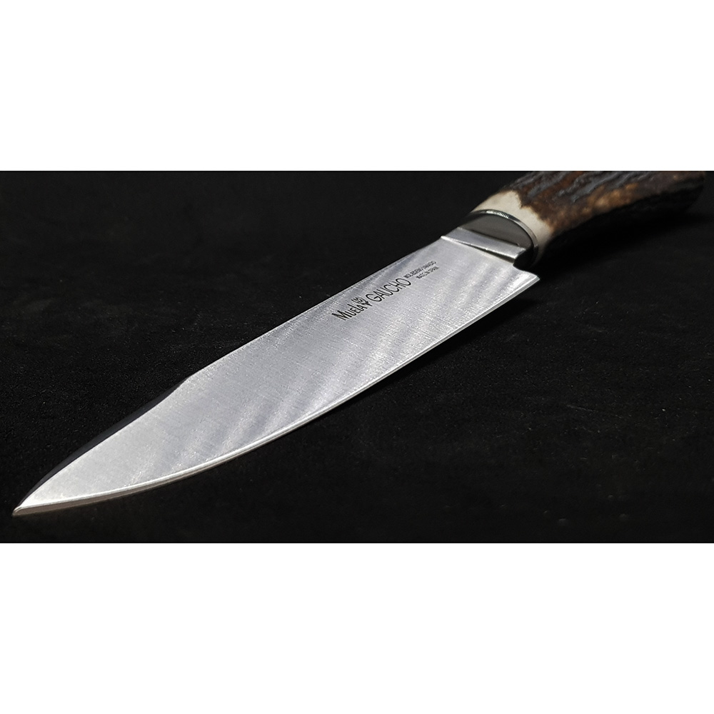 Нож "GAUCHO" с фикс клинком длиной 16 см, рукоять рог оленя, ножны кожа