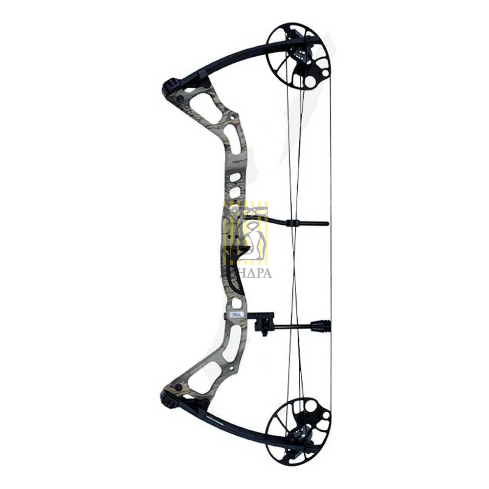 Лук блочный, сила 60 Lbs, между осями 30", длина натяжения 19-31", цвет камуфлированный