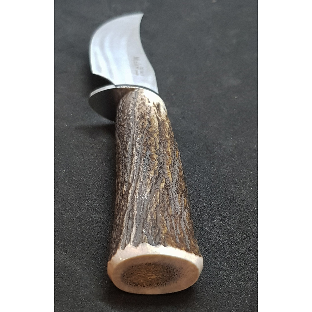 Нож "DP" с фикс клинком длиной 10 см, рукоять рог оленя, ножны кожа