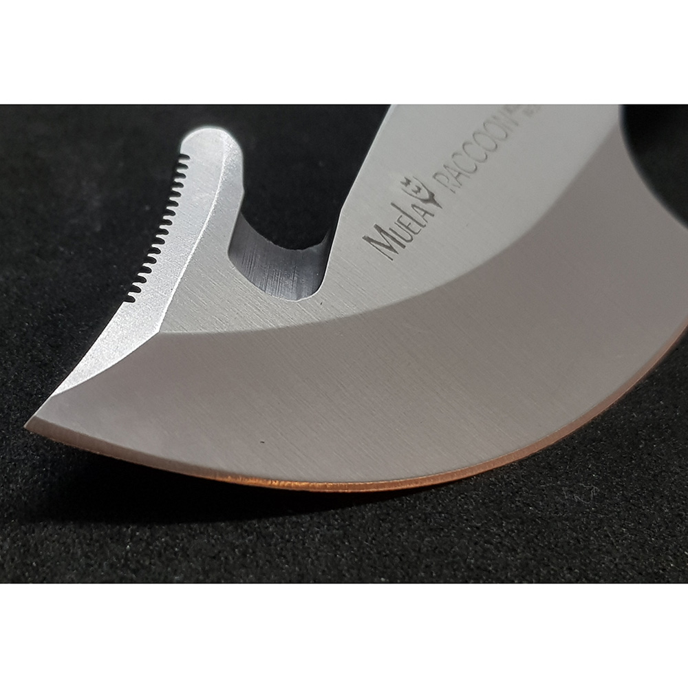 Нож-скиннер "RACOON", клинок 8 см крюк, рукоять рог оленя, ножны кожа