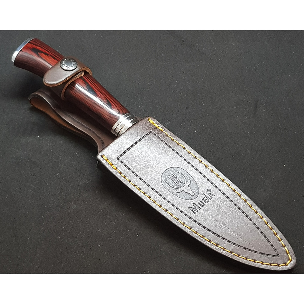 Нож серии "CS" с фикс клинком длиной 15 см, рукоять красная микарта, ножны кожа